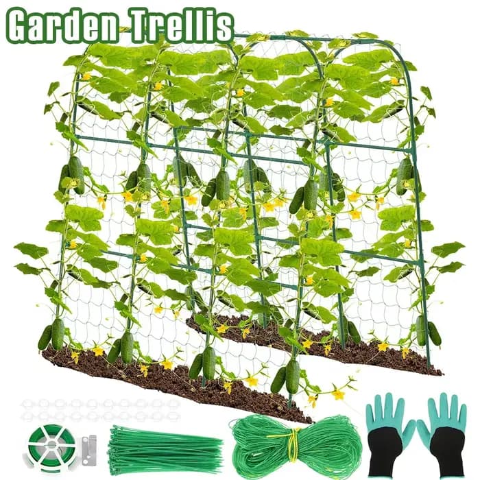 Treillis de jardin en forme de U pour concombres avec filet détachable
