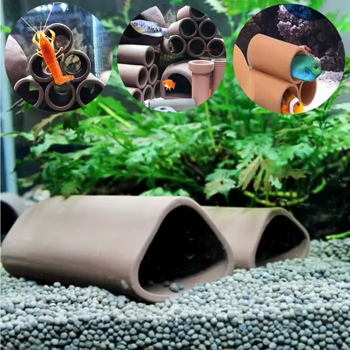 Aquarium cristal crevettes de forme spéciale grotte en céramique