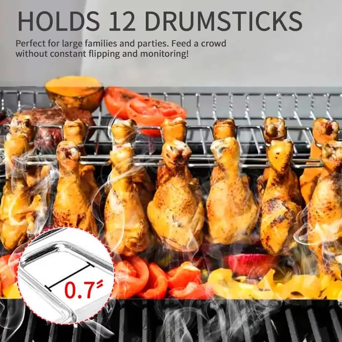 Support d'ailes de jambe de poulet pliant en acier inoxydable, 1 pièce, gril de jambe de poulet pour barbecue, gril Vertical pour four de gril de fumeur