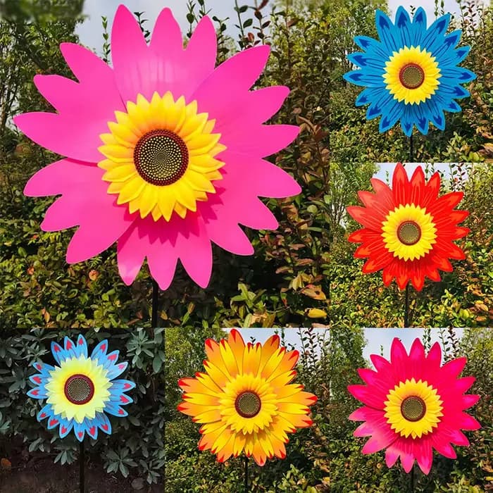 Décoration de jardin : Moulin à vent tournesol rotatif