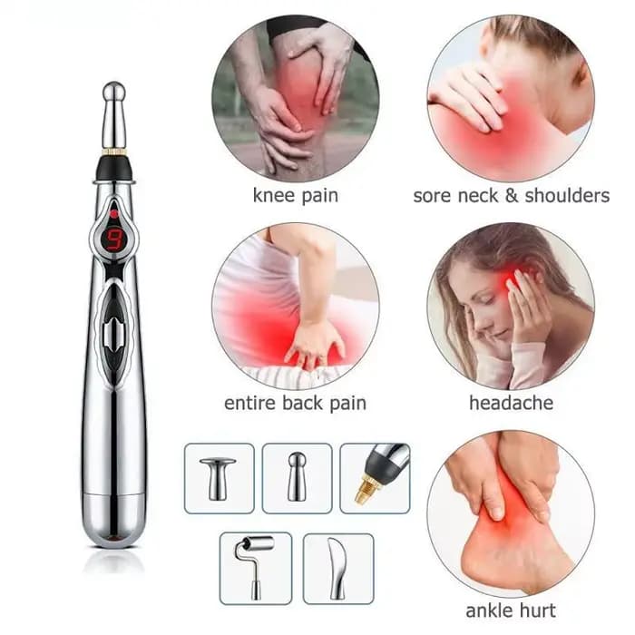 Stylo de Massage électrique à points d'acupuncture, 2/5 têtes, stylo de Massage énergétique méridien, thérapie de soulagement de la douleur, rouleau de beauté du dos, du cou et du visage