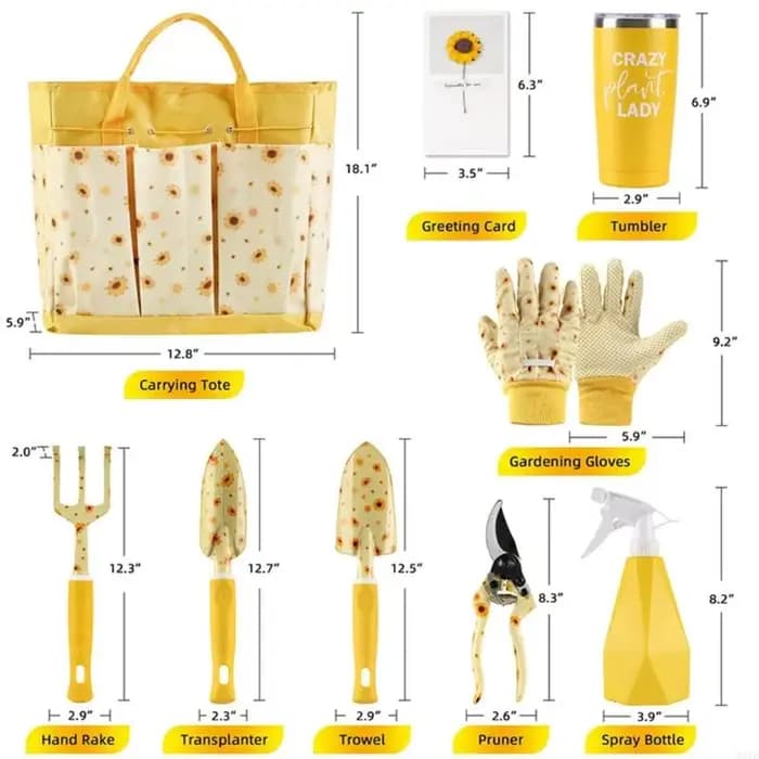 Dernier coffret cadeau jardinage mettant en valeur belle finition du plan floral avec des appareils fondamentaux