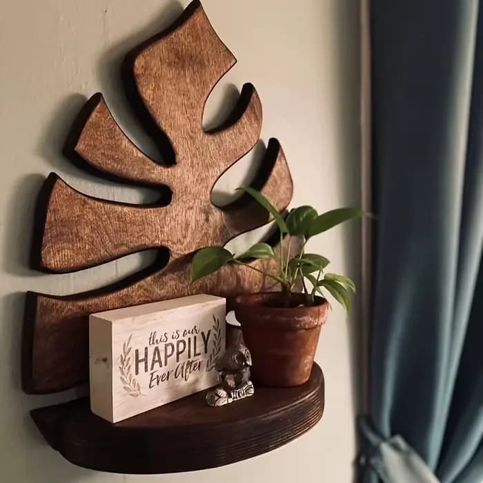 1 étagère murale en bois pour plantes Monstera