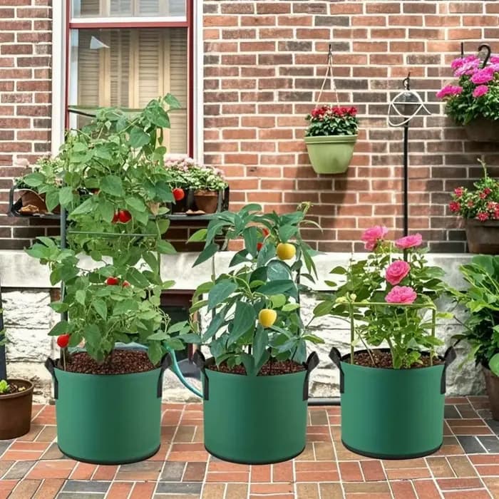 Sacs de culture en feutre vert 3/5/7 gallons pour plantes, pots de plantation à aération forte pour le jardinage, maintien de l'humidité