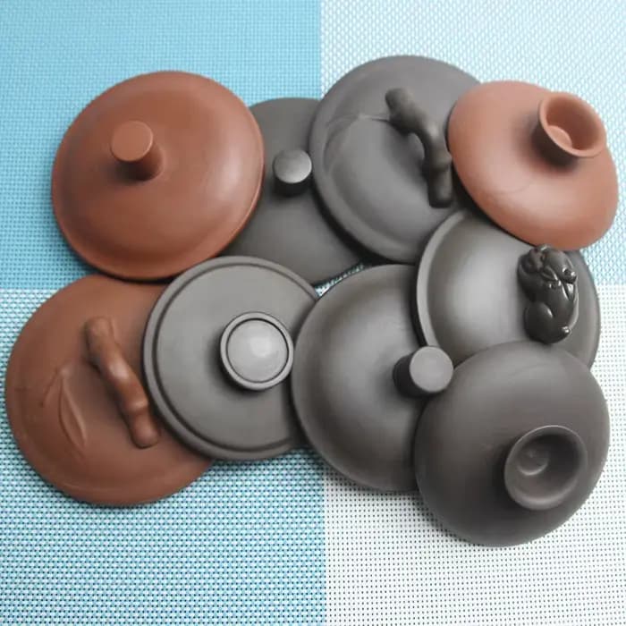 Couvercle rond en porcelaine blanche pour théière en argile violette, accessoires pour bouilloire à thé