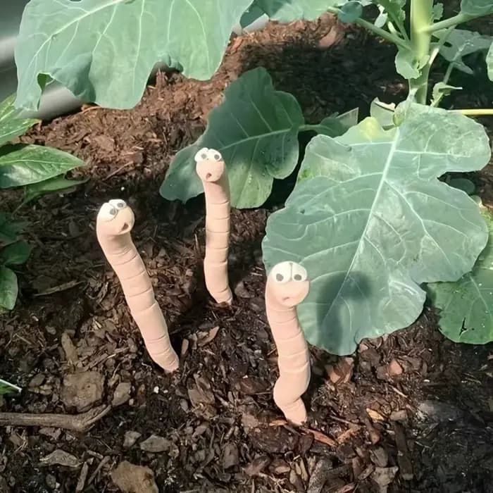 5 pièces – Décorations de jardin amusantes et mignonnes en forme de vers de terre