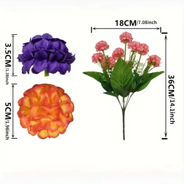 1pc 9 Fleurs Artificielles Pivoine Rose Grand Bouquet