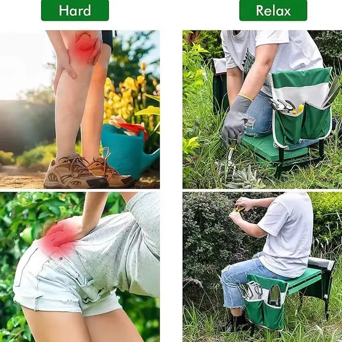 Siège de jardin pliant à genoux avec coussin à genoux épais et large