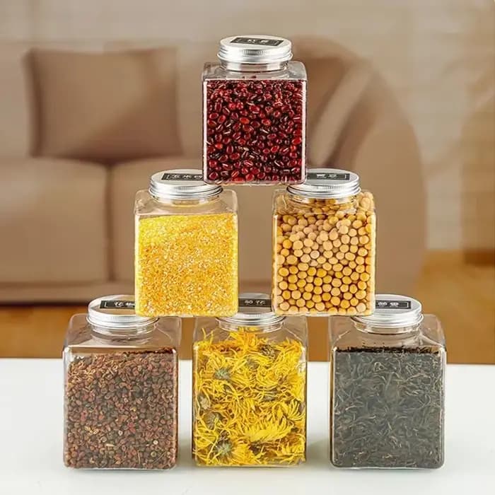 Bocaux Transparents de Stockage Mars avec Couvercle en Aluminium