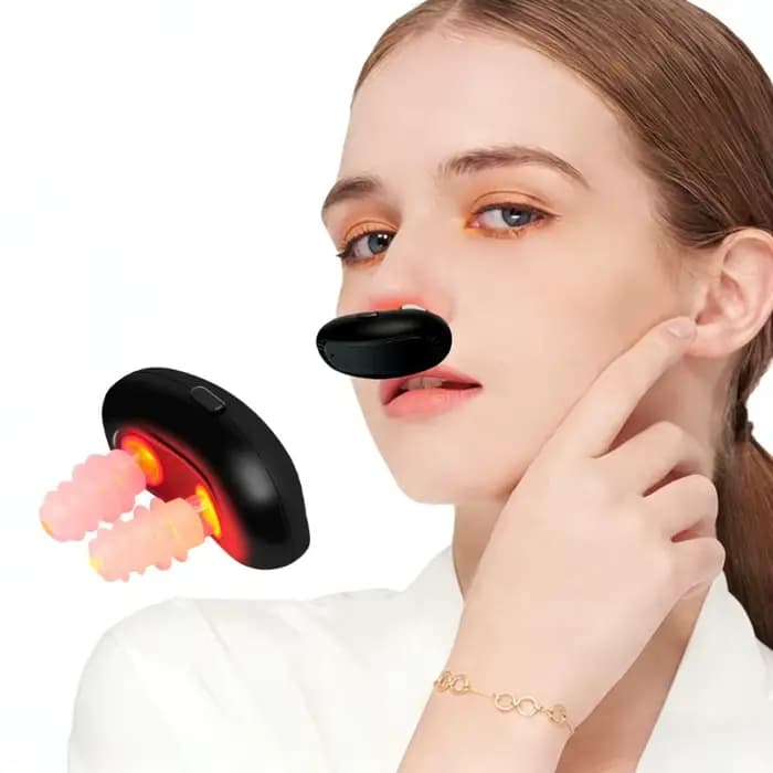 Appareil de thérapie nasale à lumière rouge sans fil, outil de soulagement de la rhinite, massage nasal à impulsions basse fréquence pour améliorer la ventilation nasale
