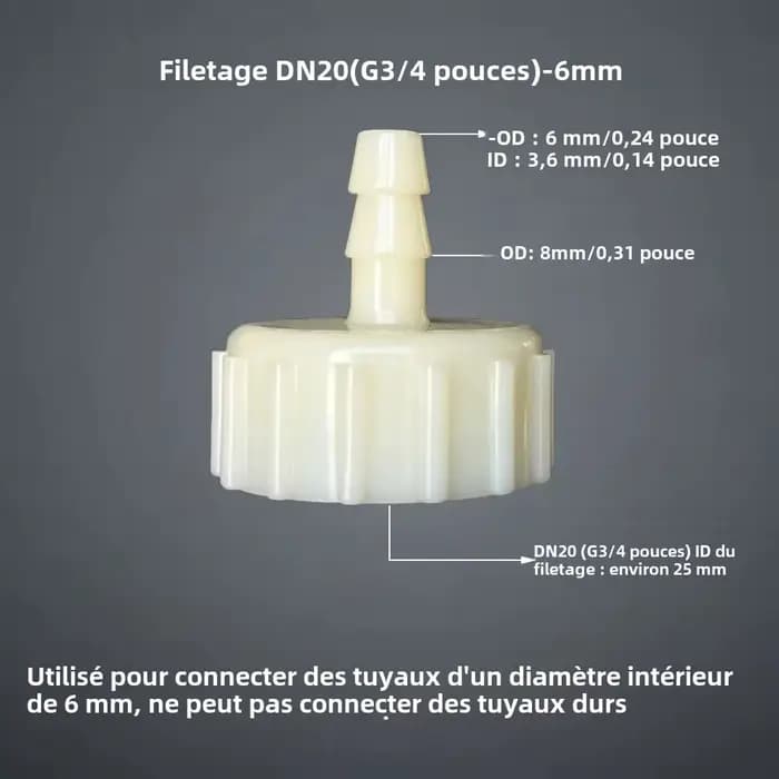 Connecteur de tuyau femelle G3/4 pouces DN20