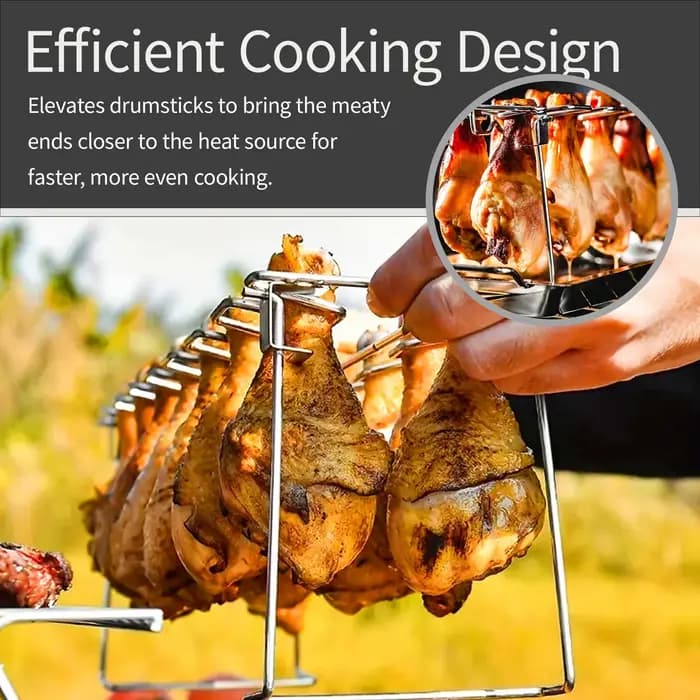 Support d'ailes de jambe de poulet pliant en acier inoxydable, 1 pièce, gril de jambe de poulet pour barbecue, gril Vertical pour four de gril de fumeur