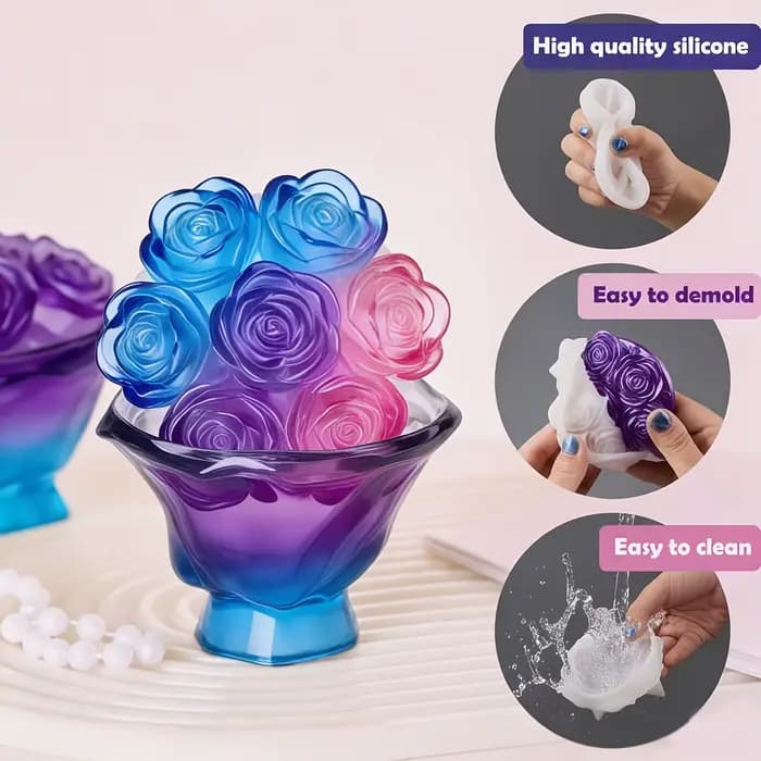 1 jeu de moules pour pots de roses à main avec LIDS