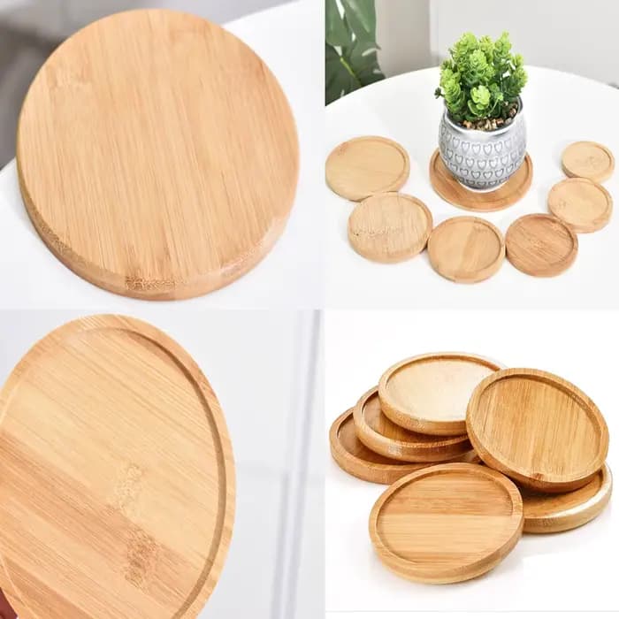 Plateau Pots de fleurs en bois de bambou, Anti-décoloration, rond, carré, support de jardinières créatif, décoration de maison, Mini support, fourniture de jardin succulent