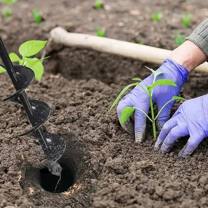 Tarière spirale pour jardinage – Perceuse manuelle ou électrique pour la plantation de fleurs et de légumes et l'ameublissement du sol