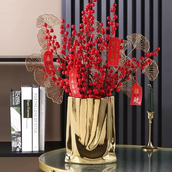 Vase à fleurs en céramique argenté à volants