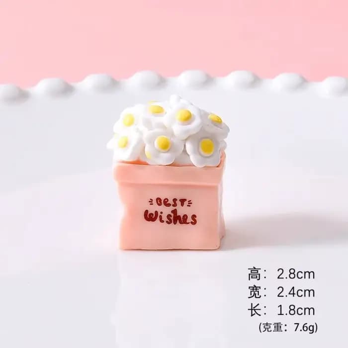 Miniatures de pots de fleurs en résine, figurines de tournesol et de rose, accessoires de décoration DIY pour bureau et voiture, fournitures d'artisanat crème