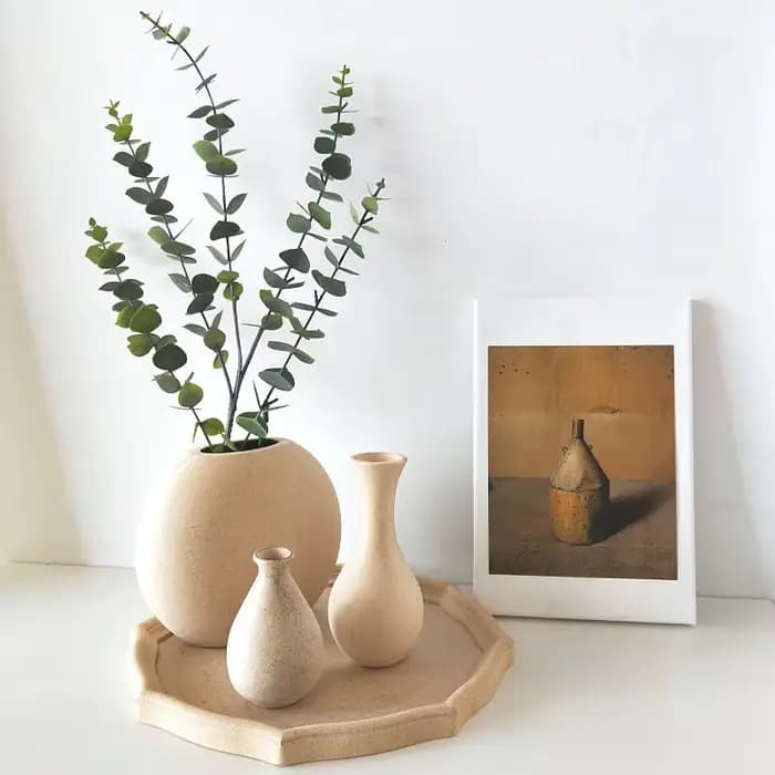 Vase à Fleurs en Bois Rétro Décoratif de Table