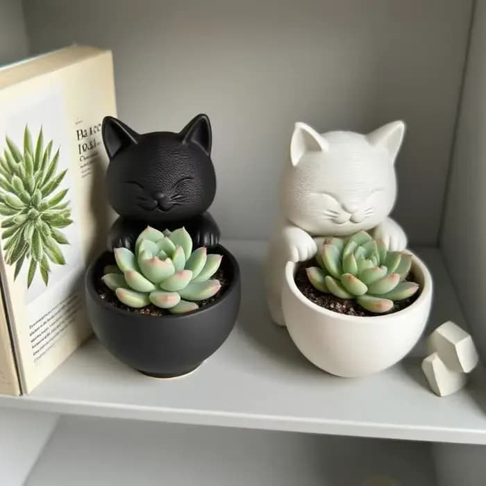 Pot en forme de chat avec trous de Drainage