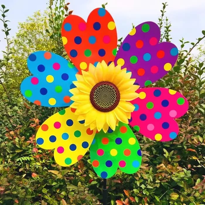Décoration de jardin : Moulin à vent tournesol rotatif