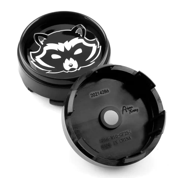 RhinoTuning 1pc OD 66.5mm ID 63mm capuchons de moyeu central de roue de voiture pour jantes motif raton laveur accessoires de style moyeu central de roue de voiture