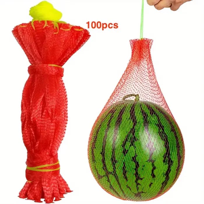 100 pièces de filet de jardin en plastique robuste, adaptés aux melons, aux pastèques, à la plantation verticale et aux hamacs avec sangles.