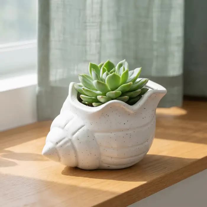Pot de fleurs amusant en forme de conque imprimé en 3D
