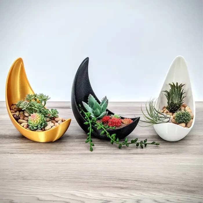 Pots de fleurs en forme de lune, décoration de maison moderne, plantation de plantes succulentes, améliorant la beauté spatiale, une qualité de vie indispensable.