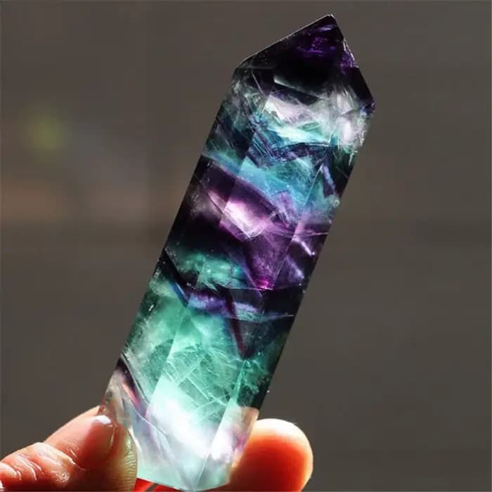 Cristal de Fluorite naturel, Fluorite à rayures colorées, 4-7CM, pierre de cristal de Quartz, pointe de guérison, baguette hexagonale, pierre de traitement