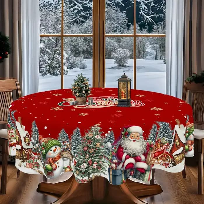 Nappe de noël, bonhomme de neige, couverture de Table à manger, décorations de noël 2025 pour la maison, la cuisine, cadeaux de noël, nouvel an