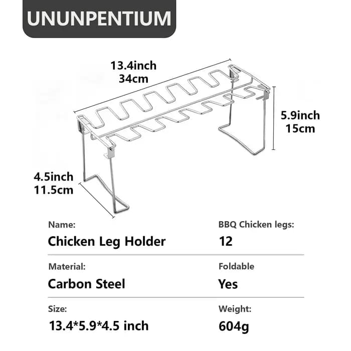 Support d'ailes de jambe de poulet pliant en acier inoxydable, 1 pièce, gril de jambe de poulet pour barbecue, gril Vertical pour four de gril de fumeur