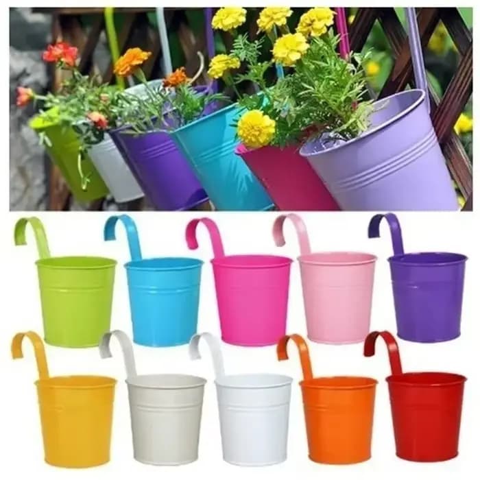 Pot de fleur crochet Pots muraux seau fer porte-fleurs