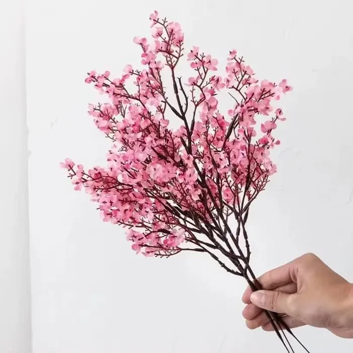 Nouvelles fleurs artificielles de cerisier rose longues en soie