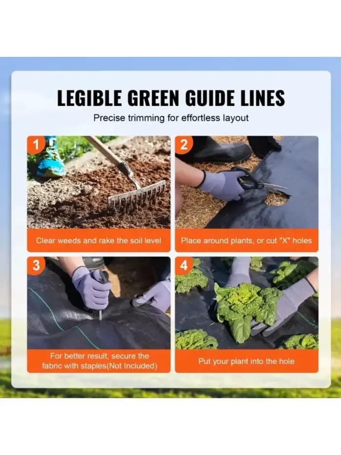 Toile géotextile anti-mauvaises herbes robuste pour aménagement paysager