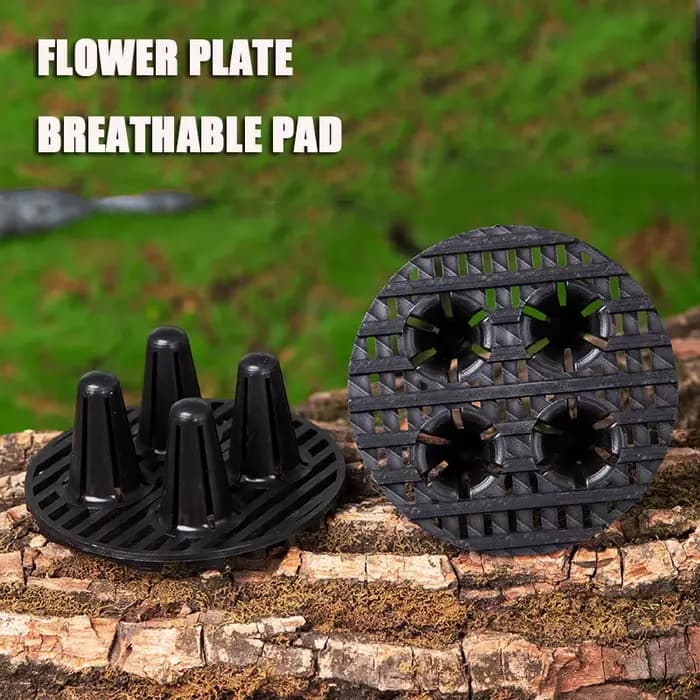 Support de pot de fleurs surélevé en plastique rond avec tapis de contrôle des racines