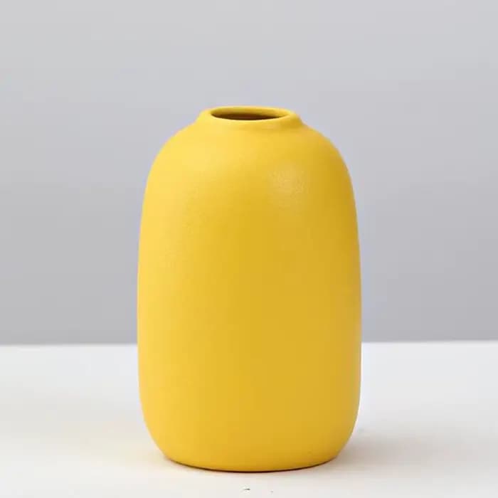 Vase à Fleurs en Porcelaine Jaune pour Décoration de Salon