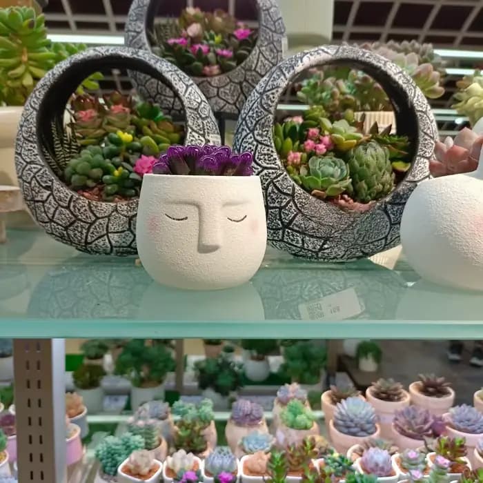 Pot de fleurs en céramique en forme de visage de dessin animé