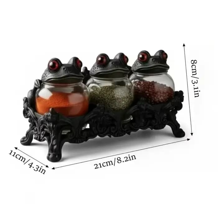 Pot à épices multifonctionnel en verre transparent en forme de grenouille amusante