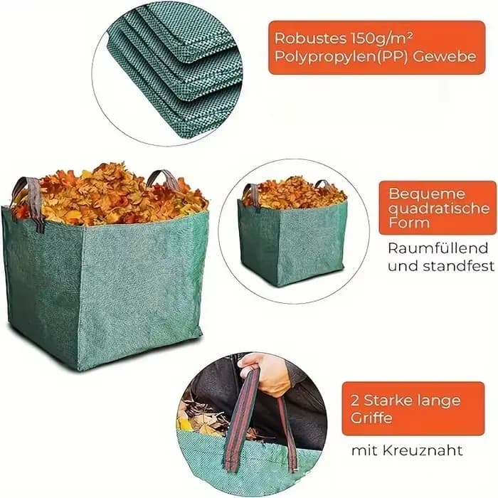 Sac de rangement de jardin robuste de 60/125 L | Sac de ramassage de feuilles et de débris