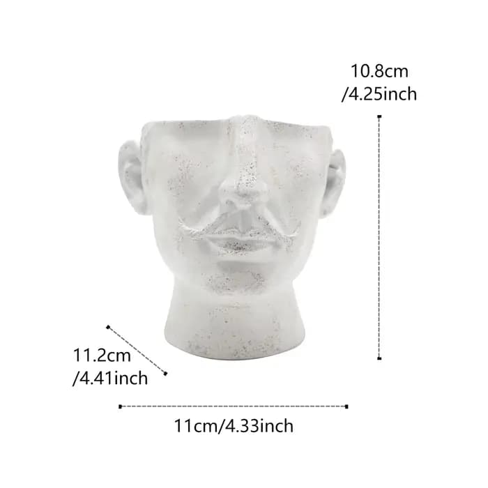 Pot de fleurs en résine personnalisé avec un design de moustache ludique