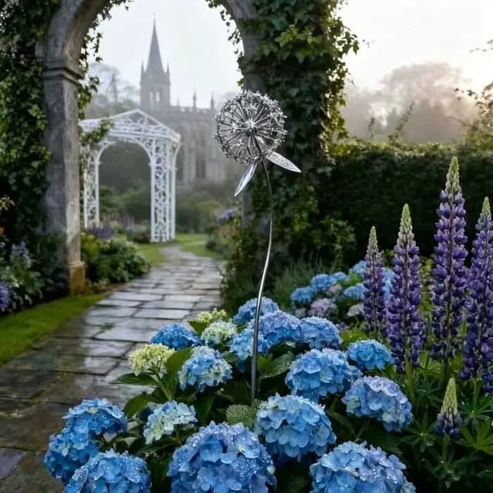 Décoration de jardin rustique en métal en forme de pissenlit
