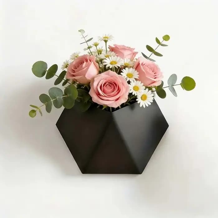 Pot de fleurs mural hexagonal avec trous de fixation