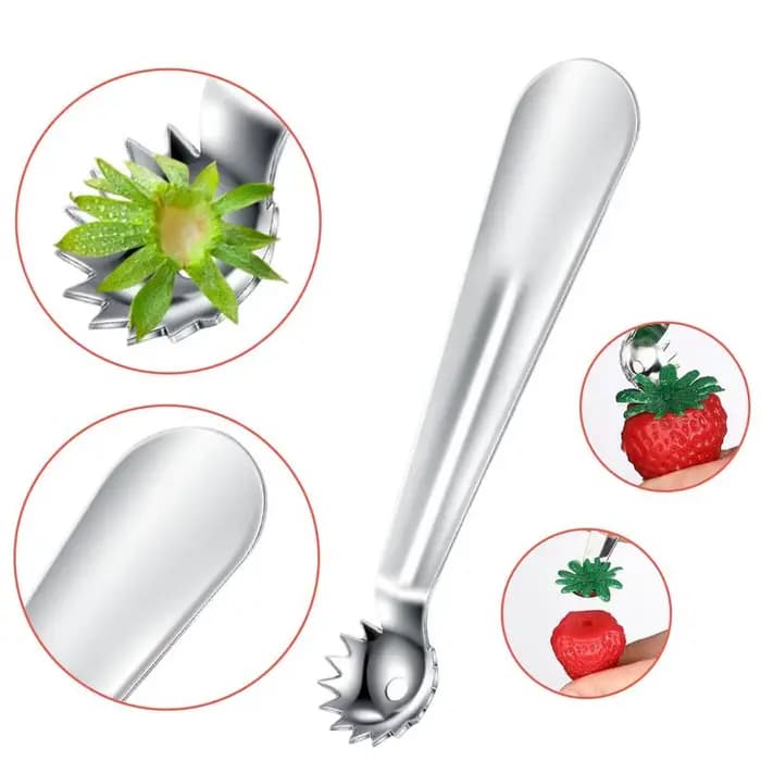 Outil de retrait de tige de fraise, outil de retrait de corer en acier inoxydable, outil de retrait de tige supérieure de tomate Portable ergonomique