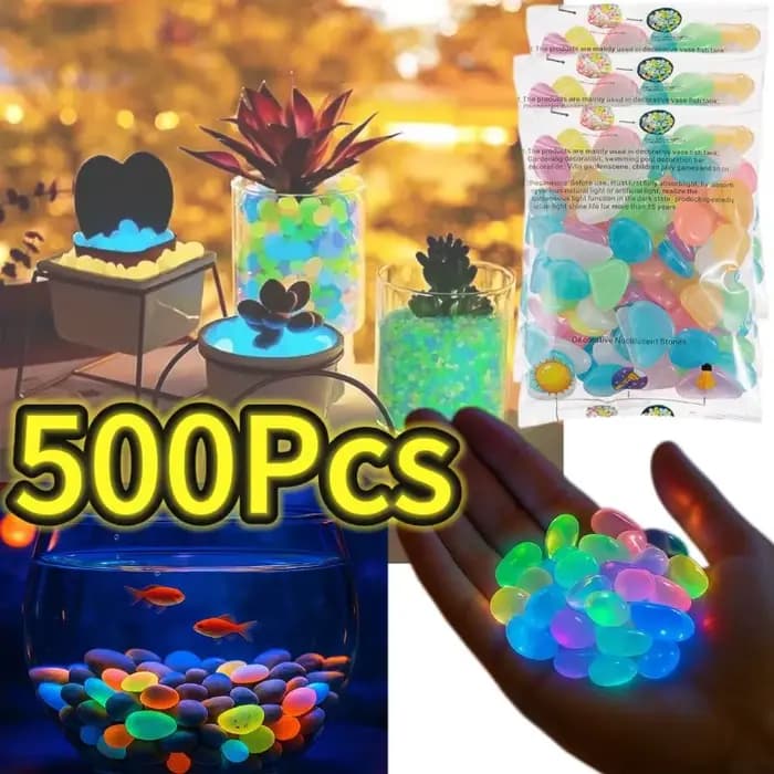 100-500 pièces galets de jardin brillants brillent dans la nuit pierres lumineuses réutilisables Non toxiques