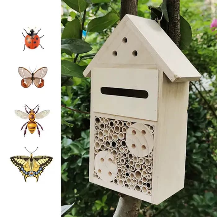 Abri en bois naturel pour insectes