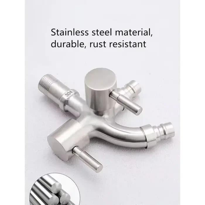 Robinet à double sortie, 1 pièce, en acier inoxydable 304, multifonctionnel, pour lave-linge, évier de lavage à domicile