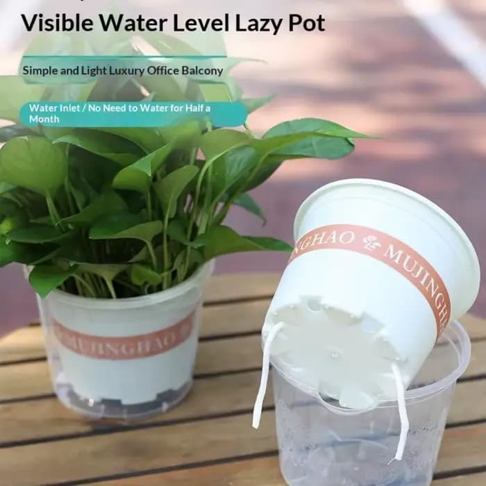 Pot de fleurs en plastique auto-arrosant à double couche pour plantes hydroponiques