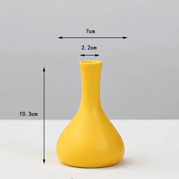 Vase à Fleurs en Porcelaine Jaune pour Décoration de Salon