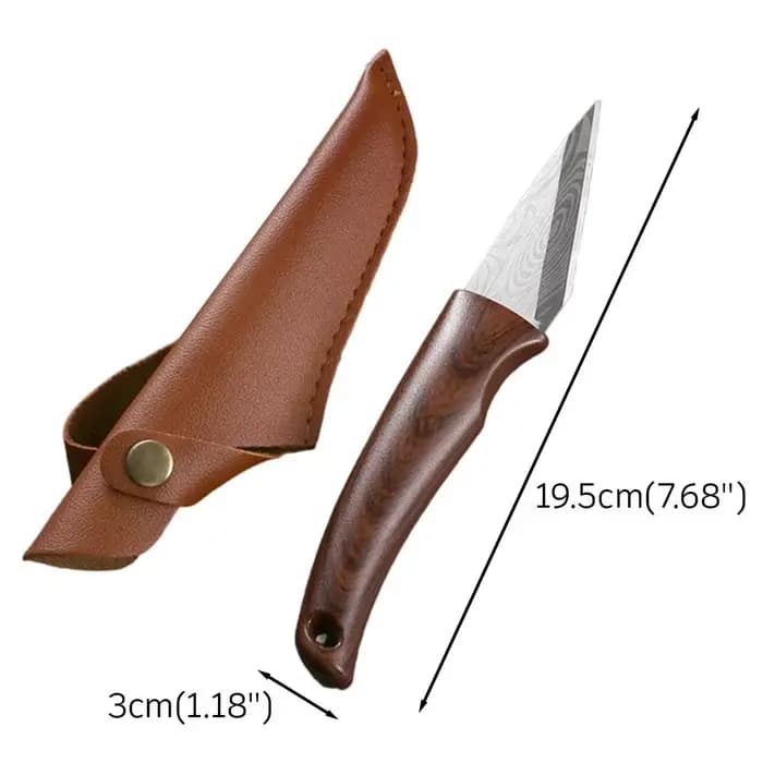 Couteau de greffage Sharp avec manche en bois et étui en cuir