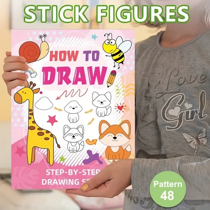 Livre de dessin amusant, livre de dessin, Guide étape par étape avec illustrations d'animaux, personnages de dessins animés mignons, livre à motifs colorés